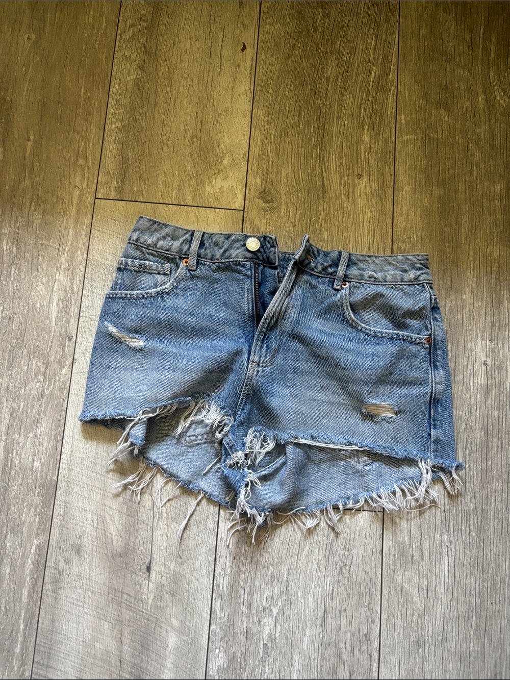 Garage Light Blue Distressed Denim Cutoff Shorts